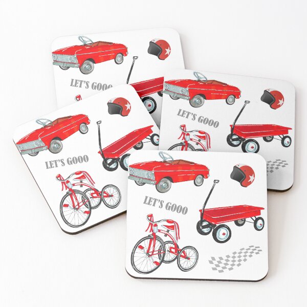 Item preview, Red Vintage vehicle pattern designed and sold by CheekyColours.