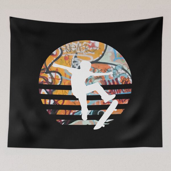 Item preview, Cool Skateboarder orange and blue grafitti retro sunset summer designed and sold by Zevy-Darling.