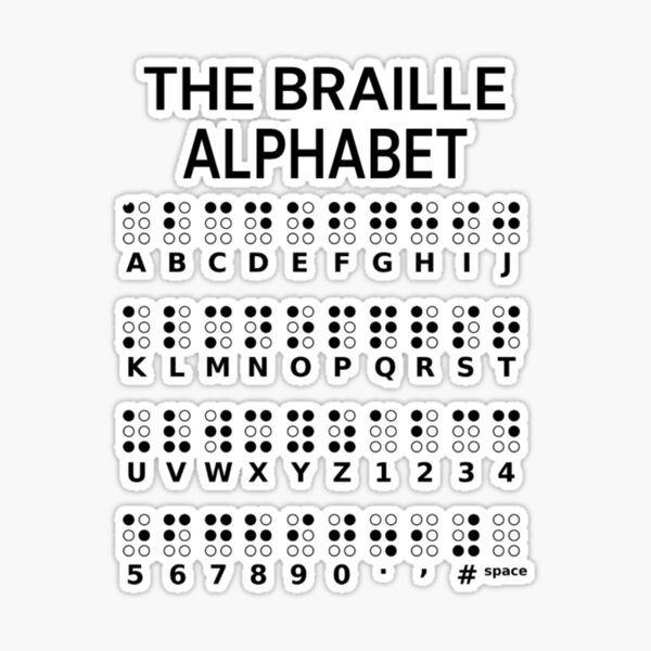 Braille Alphabet Poster For Teachers And Kids Sticker for Sale by Teetans