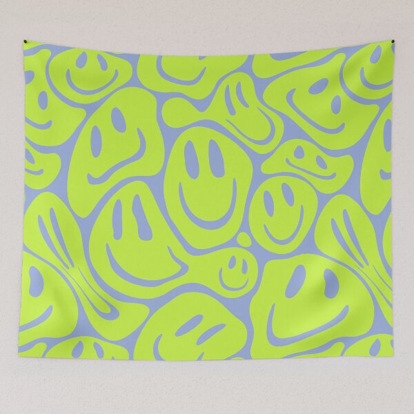 Item preview, Acid Melting Smiles | Liquid Smiley Faces | Preppy Acid Green Color Sky Blue BG | Pet Collars Summer Style  designed and sold by PEARROT.