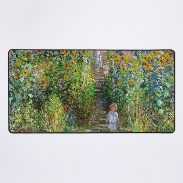 Aperçu de l'œuvre Claude Monet - Le jardin des tournesols de Monet Dans le jardin de Monet à Giverny par Claude Monet créée et vendue par TeeARTHY.