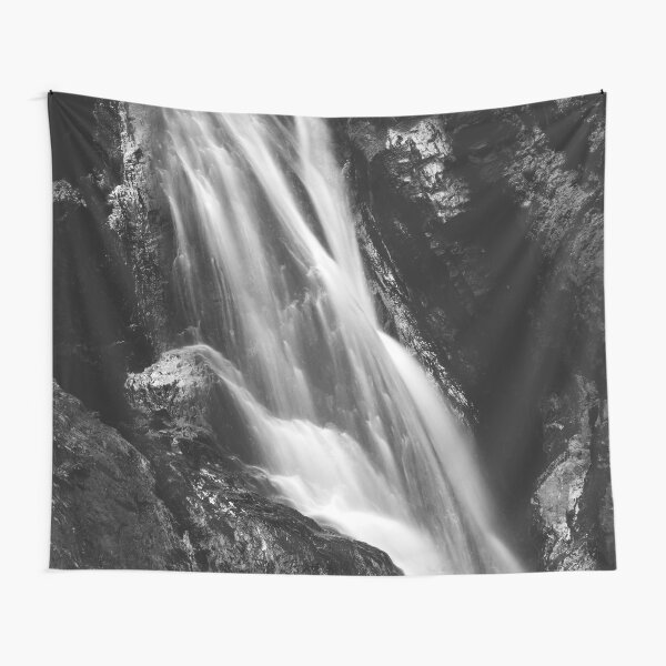 Black and white waterfall in Hell Gorge, Slovenia Tapestry