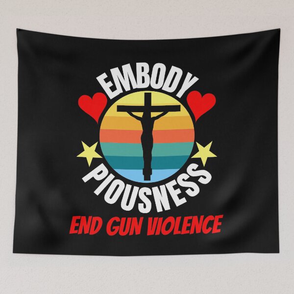 Item preview, End Gun Violence Embody Piousness Retro Sunset Christian Cross Religious designed and sold by epicthoughts.