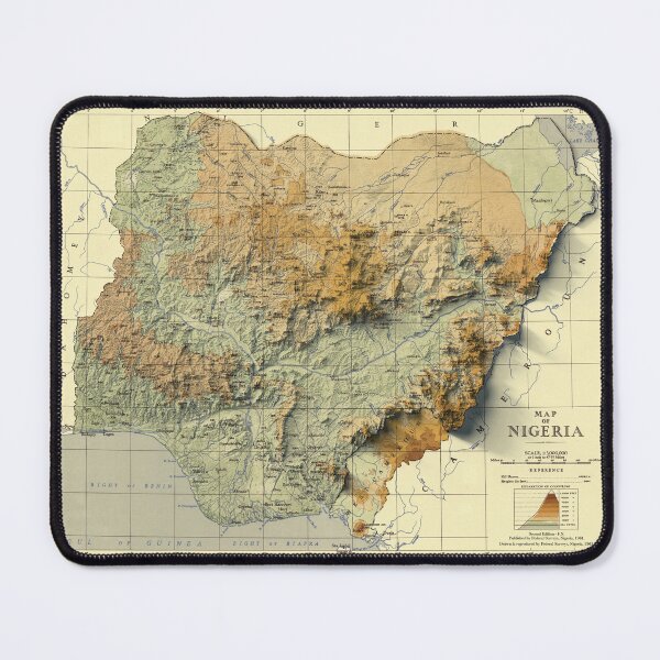 Item preview, 1961 Nigeria Relief Map 3D digitally-rendered designed and sold by ThinkAboutMaps.