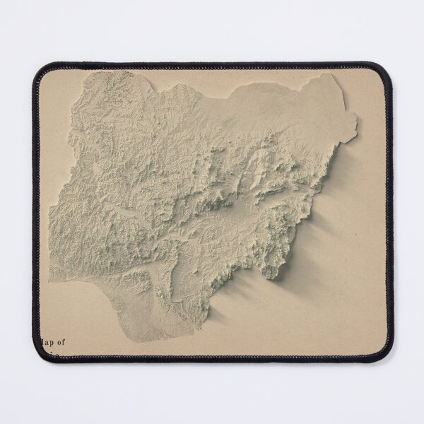 Item preview, Nigeria Shaded Relief Map 3D digitally-rendered designed and sold by ThinkAboutMaps.