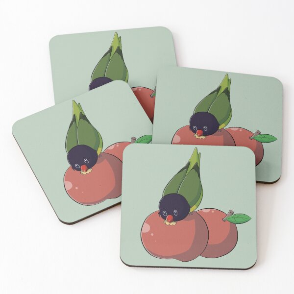 Item preview, Masked lovebird eating red apple designed and sold by Lovebirbs.