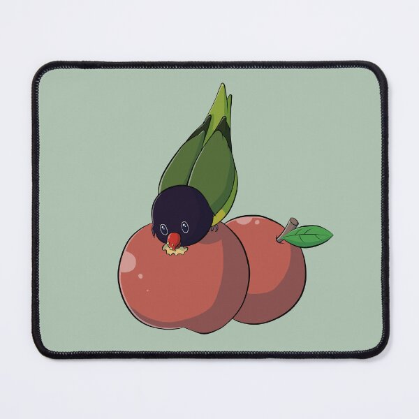 Item preview, Masked lovebird eating red apple designed and sold by Lovebirbs.