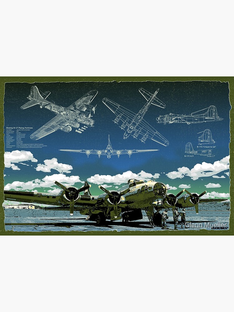 "B-17 Flying Fortress With Blueprints" Poster For Sale By ...