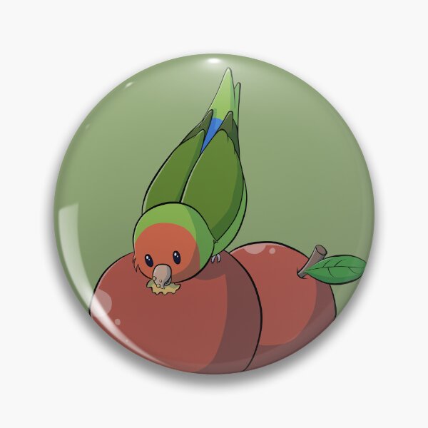 Item preview, Peach faced lovebird eating red apple designed and sold by Lovebirbs.