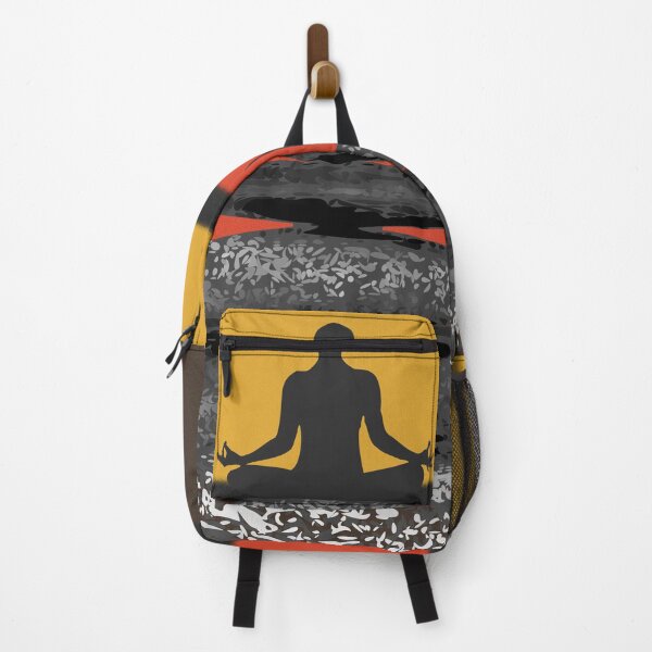Item preview, Cairns (stacking stones) with person meditating on top with retro sun designed and sold by Geestock.