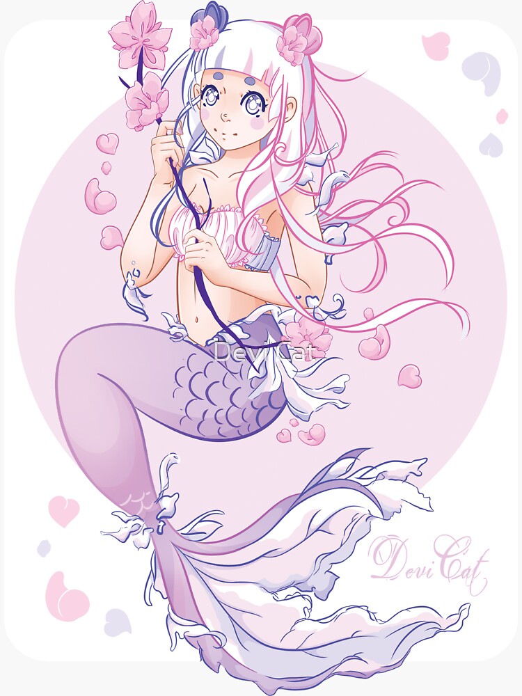 Thumbnail 3 of 3, Sticker, CandiCat Mermaid Girl • 2022 designed and sold by devicatoutlet.