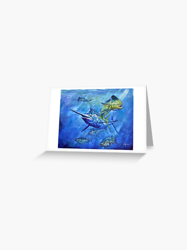 Thumbnail 1 of 2, Greeting Card, Dorado, Marlin, and Tuna designed and sold by tdauria.