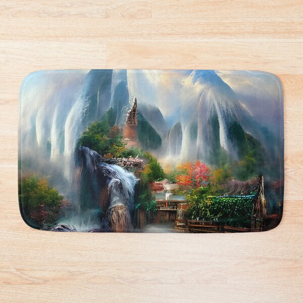 Item preview, Heavenly Waterfall Cascading over Mountains designed and sold by theartmuseums.