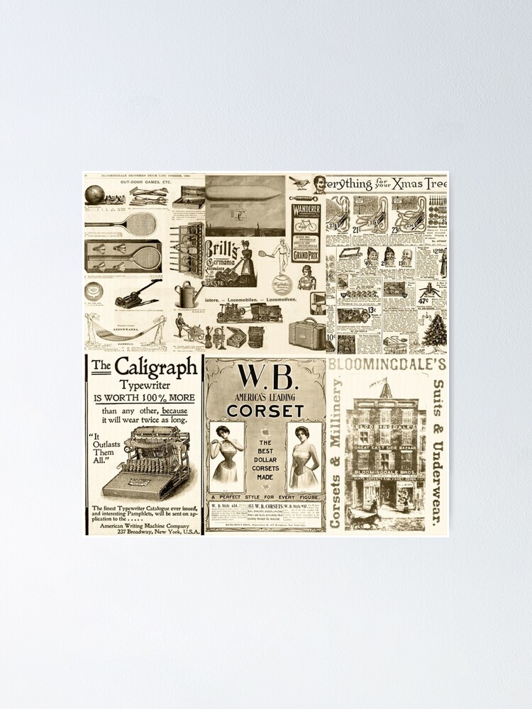 Cute Vintage Newspaper Advertisements Tiled Pattern