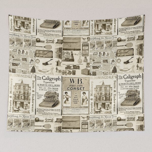 Item preview, Lindo patrón de mosaico de anuncios de periódicos vintage designed and sold by silviaol.