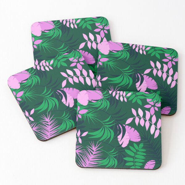 Item preview, Wild Colorful Tropical pink Leaves Pattern on Green designed and sold by GraphicsClub.