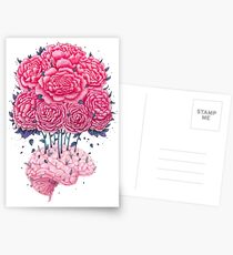 Creative Brains with peonies Postcards