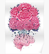 Creative Brains with peonies Poster