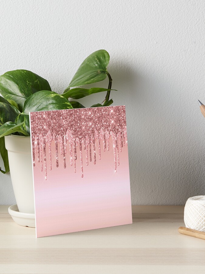 Trendy Rose Gold Dripping Glitter Foil Background 33 Art Board