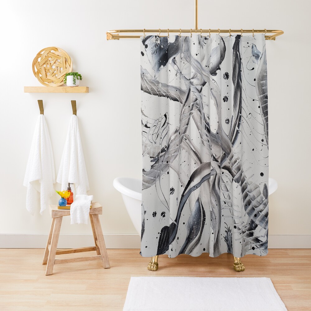 "Black and white acrylic abstract art" Shower Curtain for Sale by