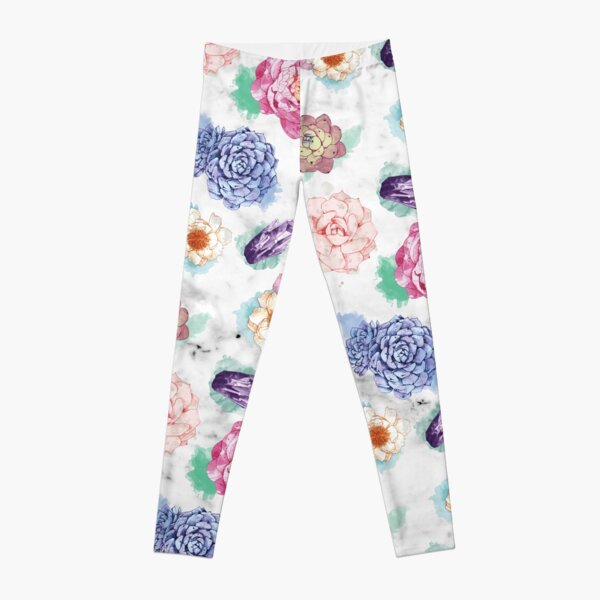 Succulent&Peony Pattern Leggings