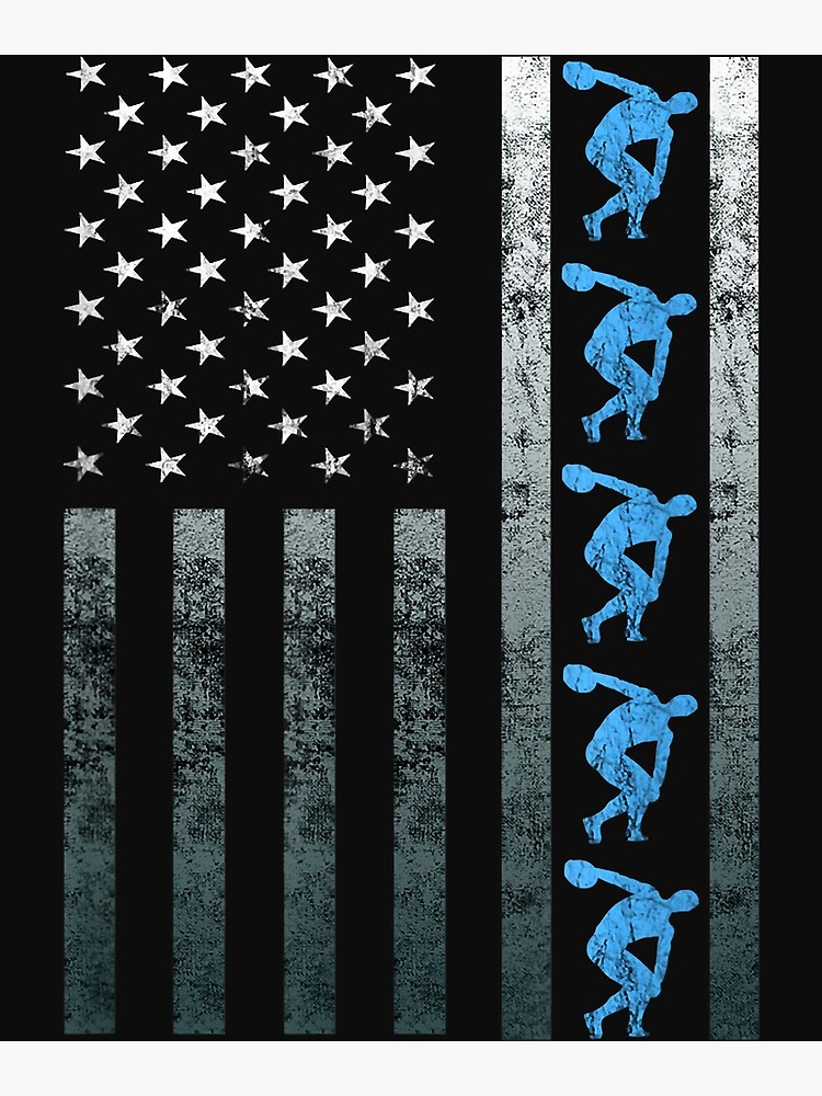 "Discus Thrower Vintage Flag America USA Throwing Discus" Poster for