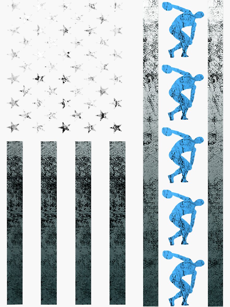 "Discus Thrower Vintage Flag America USA Throwing Discus" Sticker for