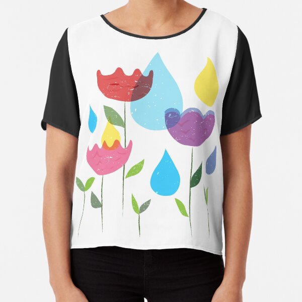 Colorful Tulips Chiffon Top