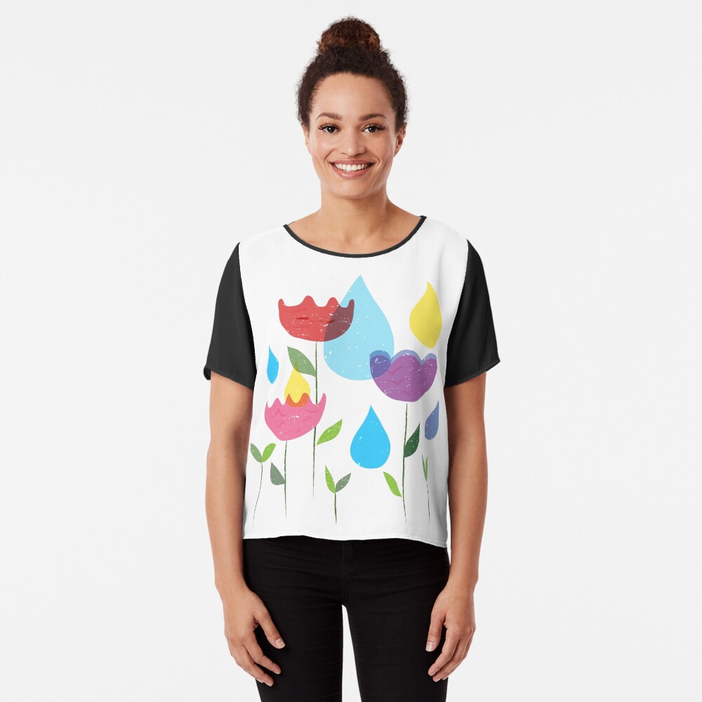Colorful Tulips Chiffon Top