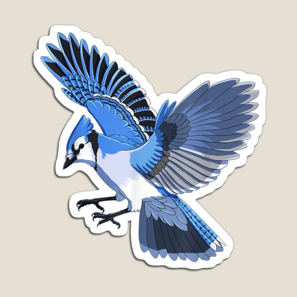 Flying Blue Jay Art Design Portrait Blue Jay. Premium T-Shirt