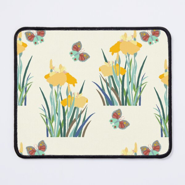 Item preview, Yellow Iris and Butterfly Pattern designed and sold by IdinDesignShop.