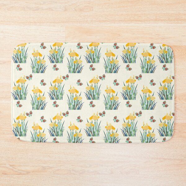 Item preview, Yellow Iris and Butterfly Pattern designed and sold by IdinDesignShop.