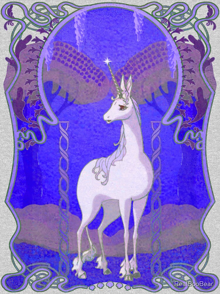 The Last Unicorn Art Nouveau Moonlit Night by RealBooBear