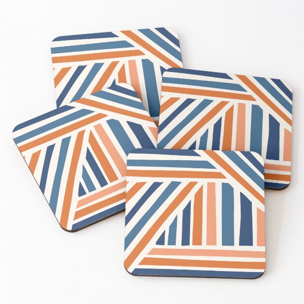 Item preview, Abstract Shapes 245 in Navy Blue and Vintage Orange designed and sold by nineFlorals.