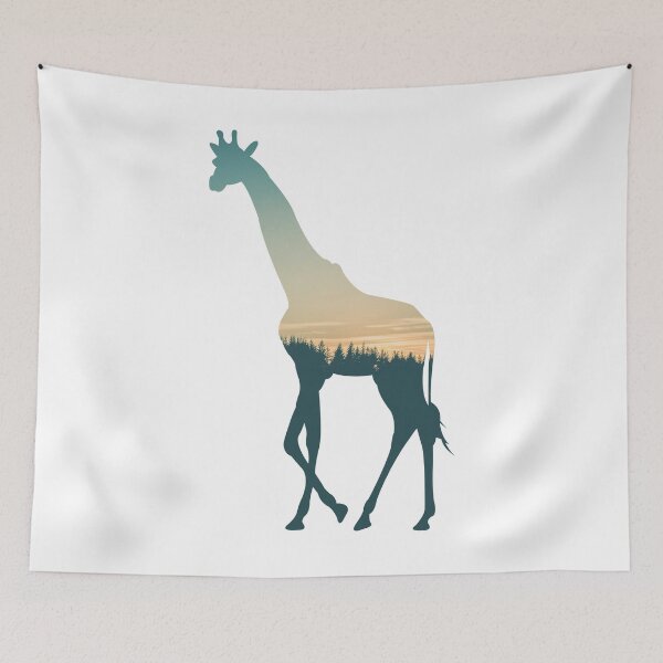 Item preview, Colorful Forest Trees Under Calm Sky Giraffe | Cute Giraffe designed and sold by BopleDesigns.