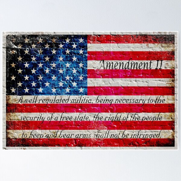 Item preview, Distressed American Flag And Second Amendment On White Bricks Wall designed and sold by MolonLabeArt.