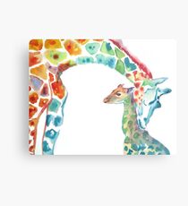 Giraffe Mommy and Baby Metal Print
