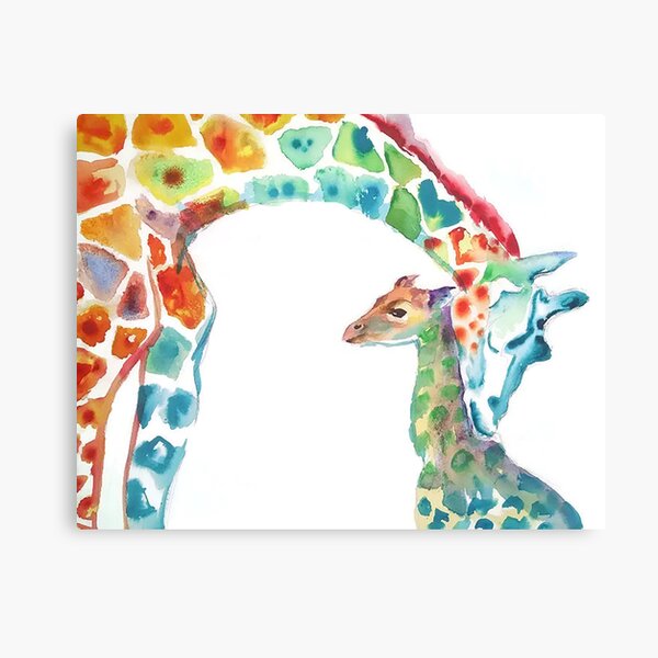 Giraffe Mommy and Baby Canvas Print