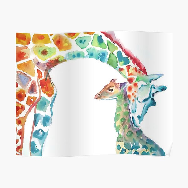 Giraffe Mommy and Baby Poster
