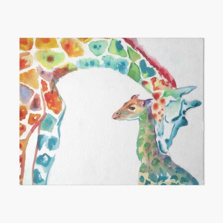 Giraffe Mommy and Baby Art Board Print
