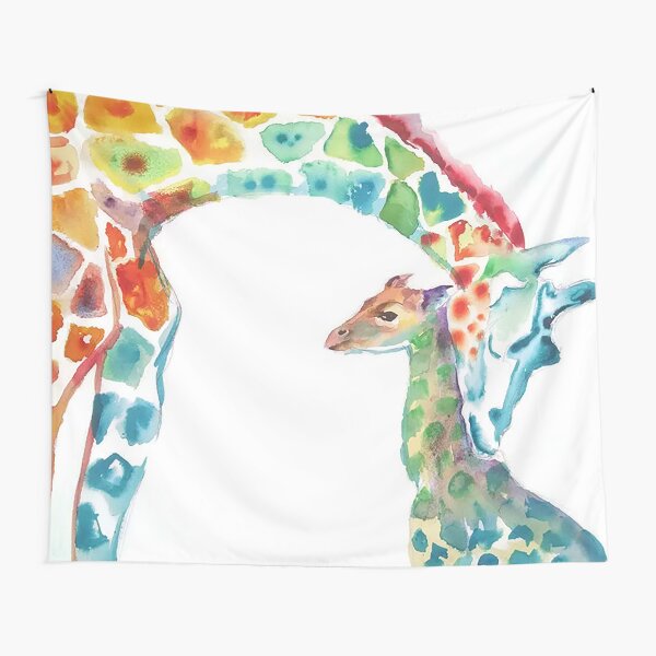 Giraffe Mommy and Baby Tapestry