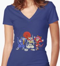 Samurai Pizza Cats, retro, vintage, Manga Women's Fitted V-Neck T-Shirt