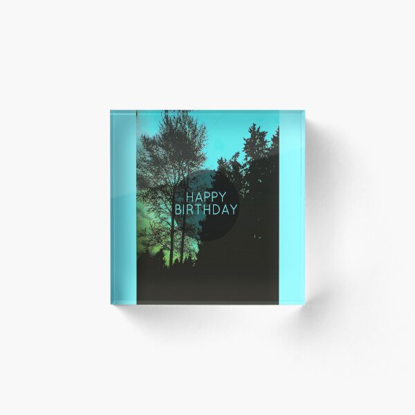 Happy Birthday Tree Silhouettes Acrylic Block