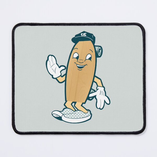 Item preview, Retro Waving Skateboard Mascot with blue checkers pattern shoes designed and sold by Estelle Stephens.