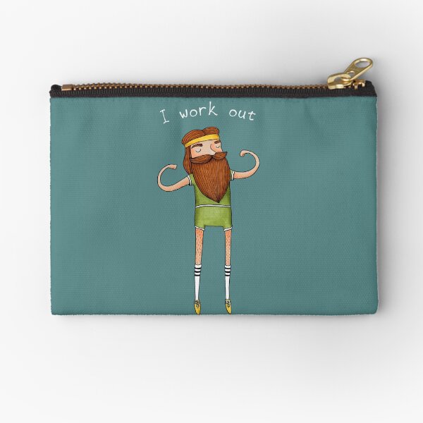 I work out - hipster beard dude Zipper Pouch