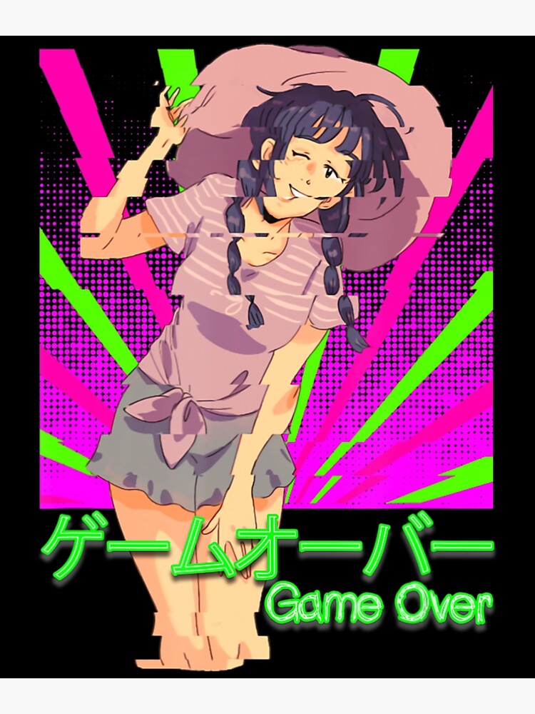 Japanese Vaporwave Happy Anime Girl Game Over Aesthetic Poster For Sale By Nicorobins Redbubble