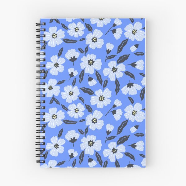Item preview, white flowers on a blue background designed and sold by burbura.