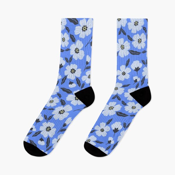 Item preview, white flowers on a blue background designed and sold by burbura.