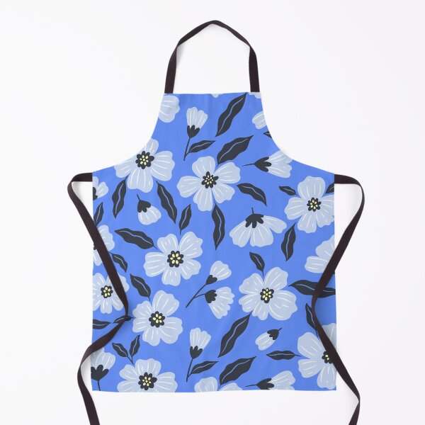 Item preview, white flowers on a blue background designed and sold by burbura.