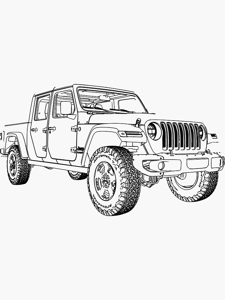 "Jeep Gladiator outline" Sticker for Sale by Xephyrious | Redbubble